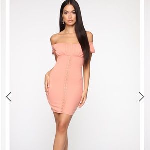 Peach off Shoulder Dress